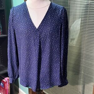 Navy spotted blouse size medium